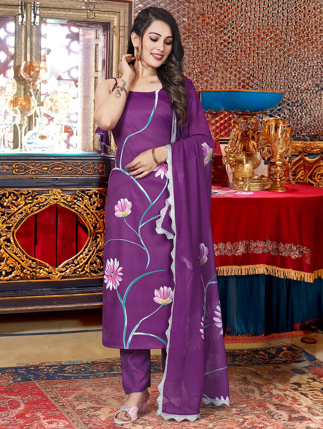 women floral sleeveless kurta pant with dupatta set - 21989887 -  Standard Image - 1