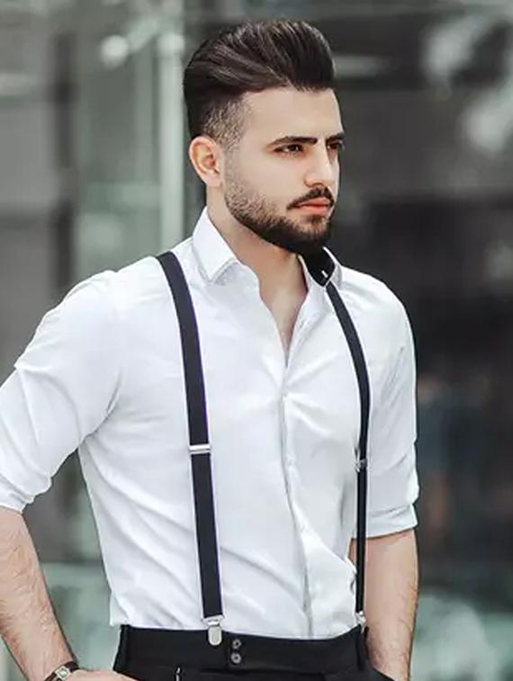 men plain black fabric suspenders - 21989923 -  Standard Image - 1