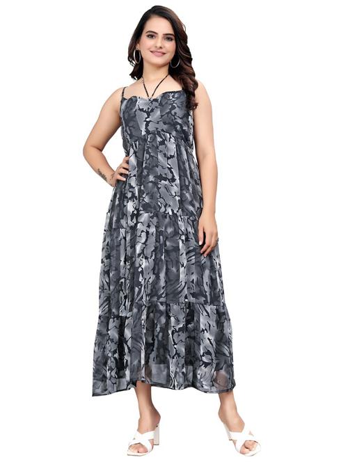 women printed shoulder strap tiered maxi dress - 21990754 - Standard Image - 0