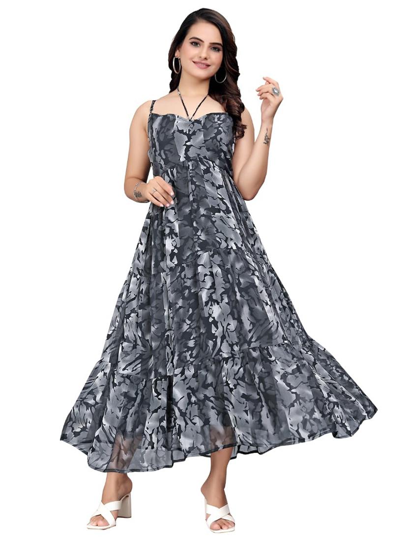 women printed shoulder strap tiered maxi dress - 21990754 - Standard Image - 1