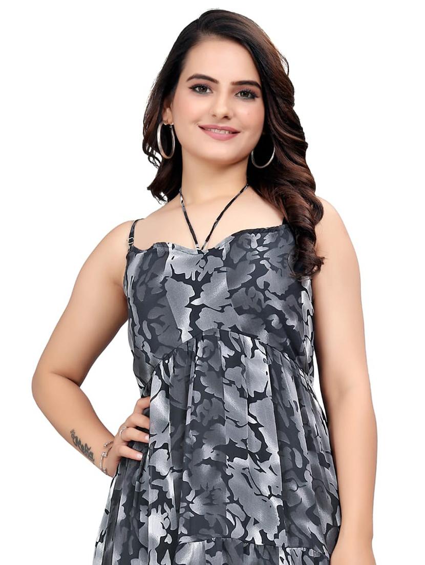 women printed shoulder strap tiered maxi dress - 21990754 - Standard Image - 4