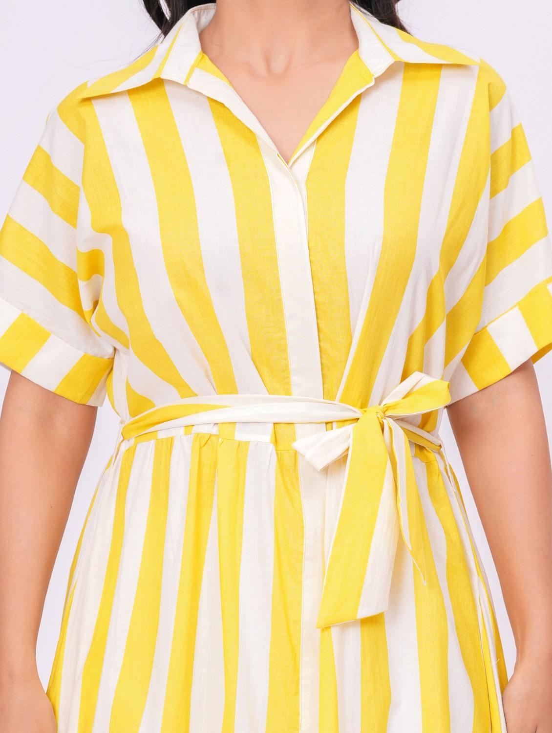 yellow cotton belted dress - 21990790 - Standard Image - 4