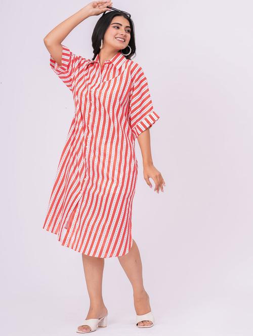 orange cotton belted dress - 21990791 - Standard Image - 0