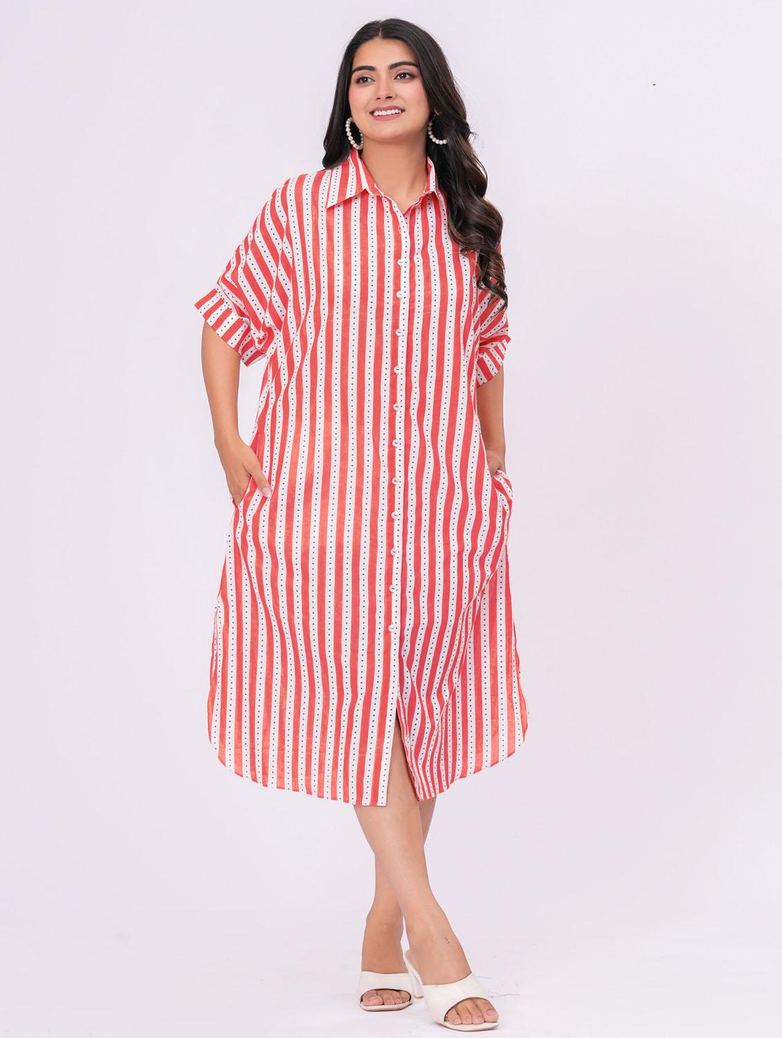 orange cotton belted dress - 21990791 - Standard Image - 1