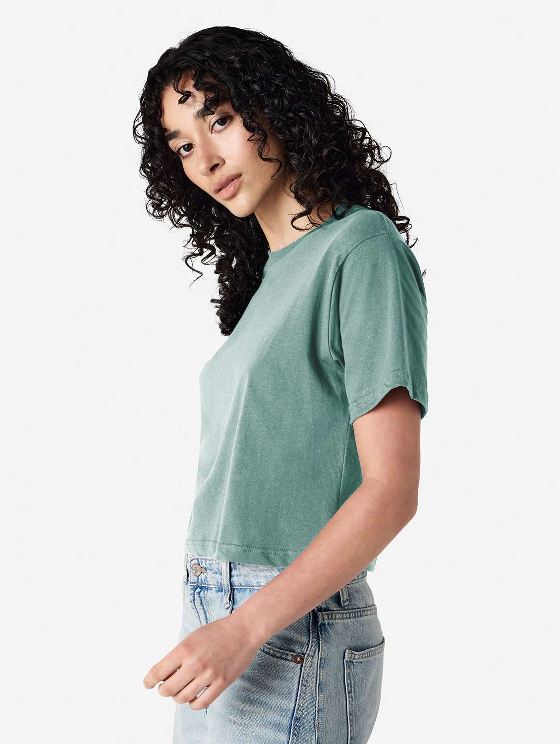 women solid short sleeve boxy t-shirt - 21991077 -  Standard Image - 1