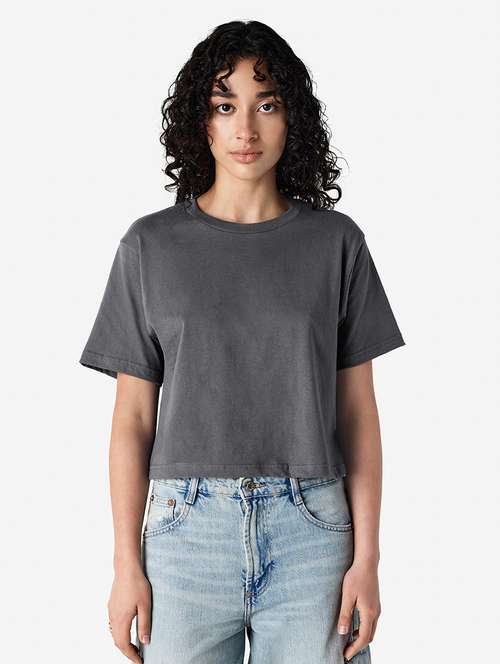 women solid short sleeve boxy t-shirt - 21991078 -  Standard Image - 0