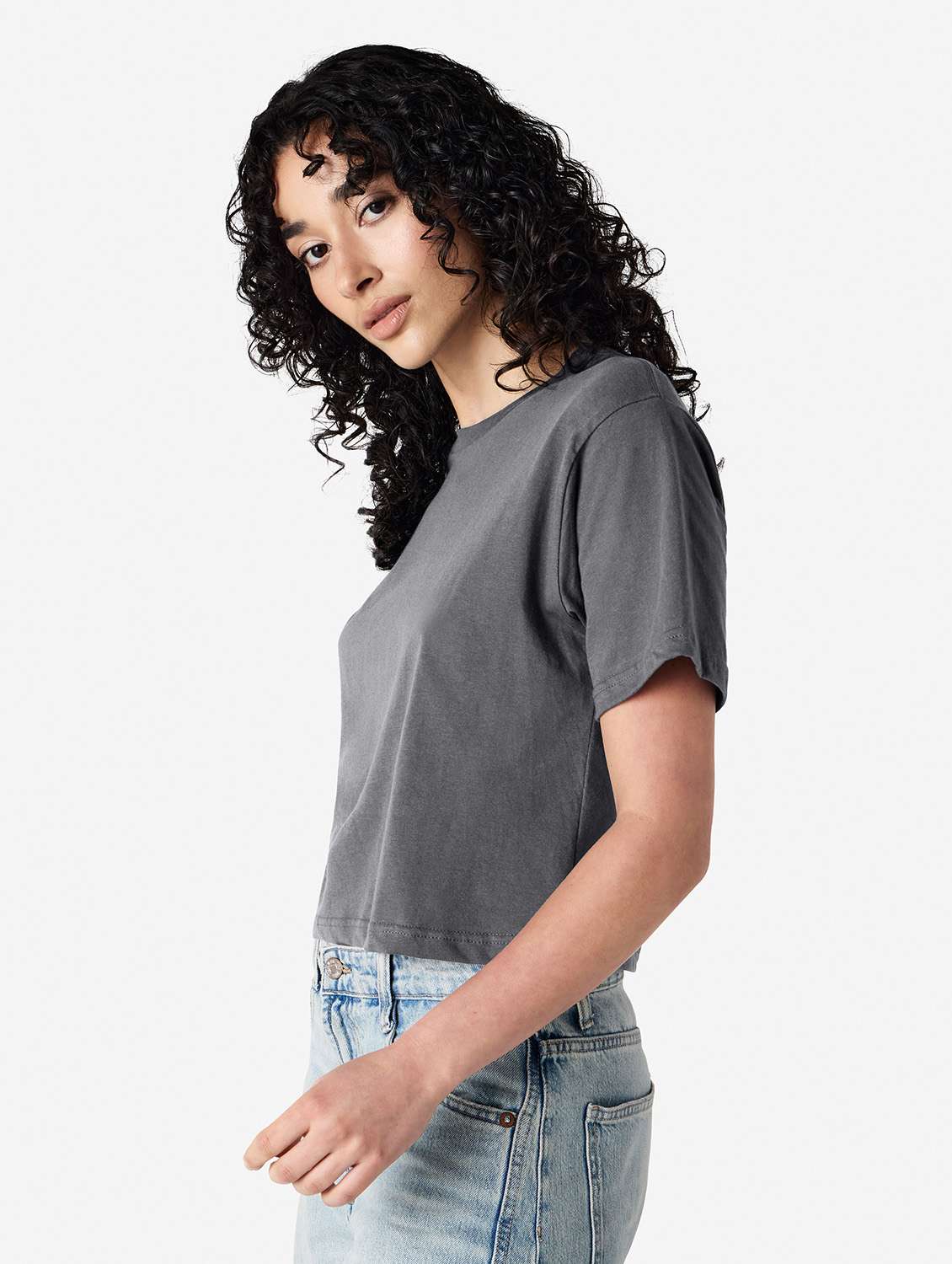 women solid short sleeve boxy t-shirt - 21991078 -  Standard Image - 1