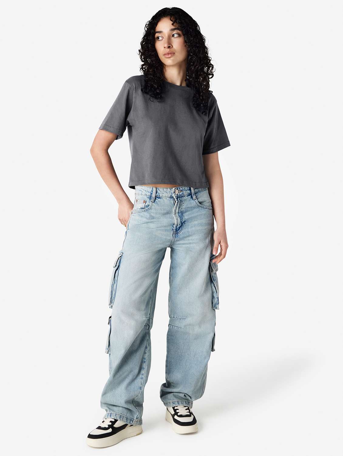 women solid short sleeve boxy t-shirt - 21991078 -  Standard Image - 4