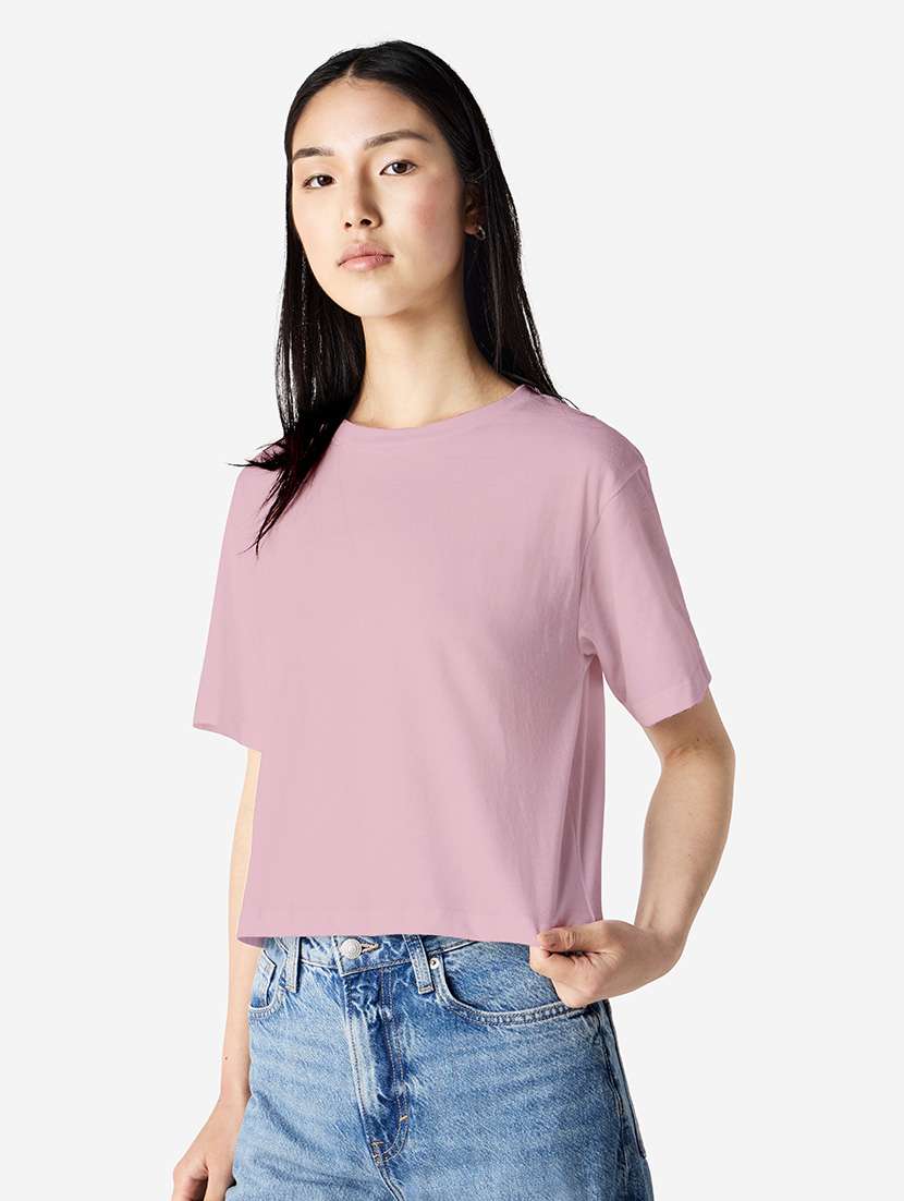 women solid short sleeve boxy t-shirt - 21991080 -  Standard Image - 1