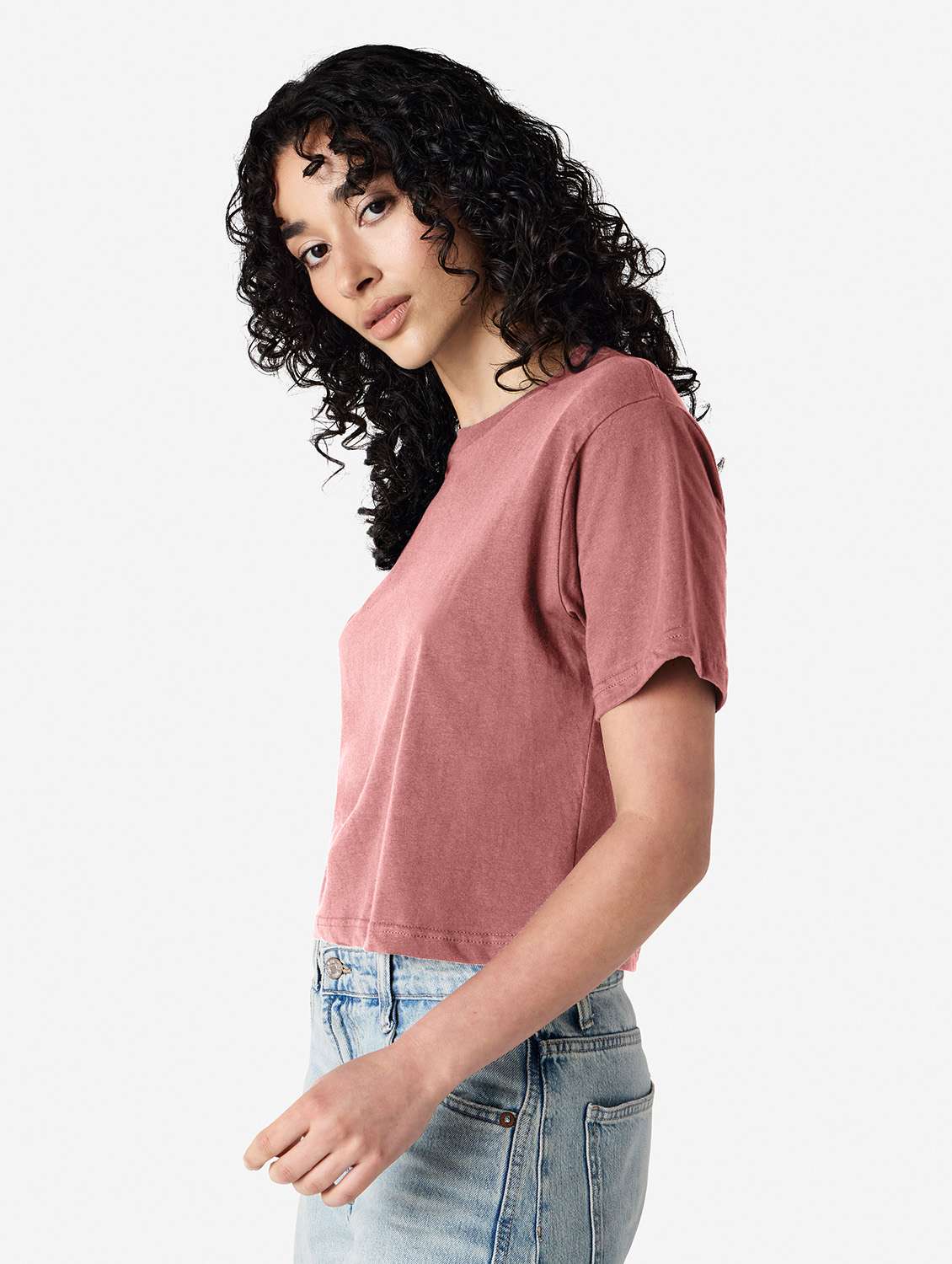 women solid short sleeve boxy t-shirt - 21991081 - Standard Image - 1