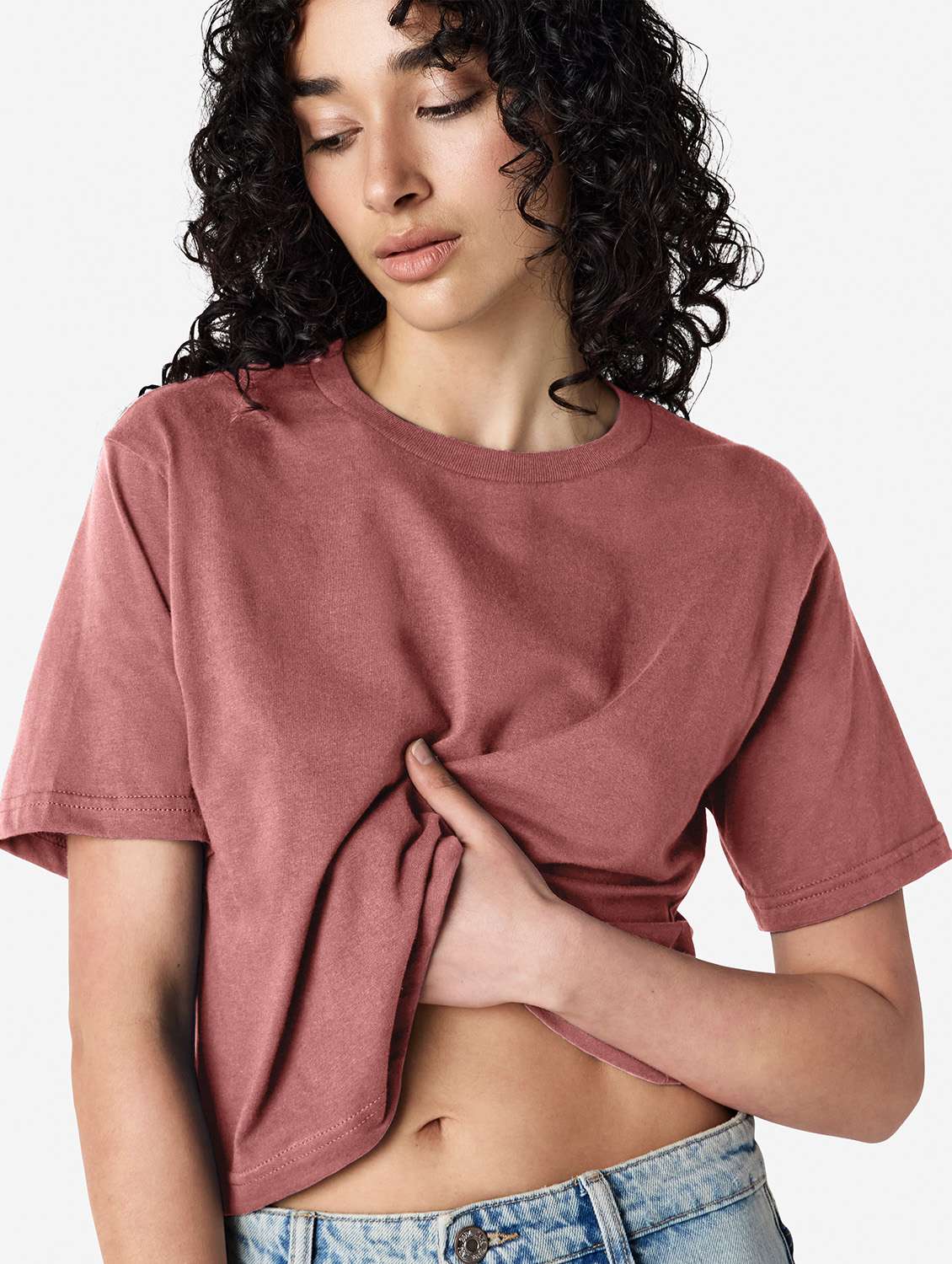 women solid short sleeve boxy t-shirt - 21991081 - Standard Image - 4