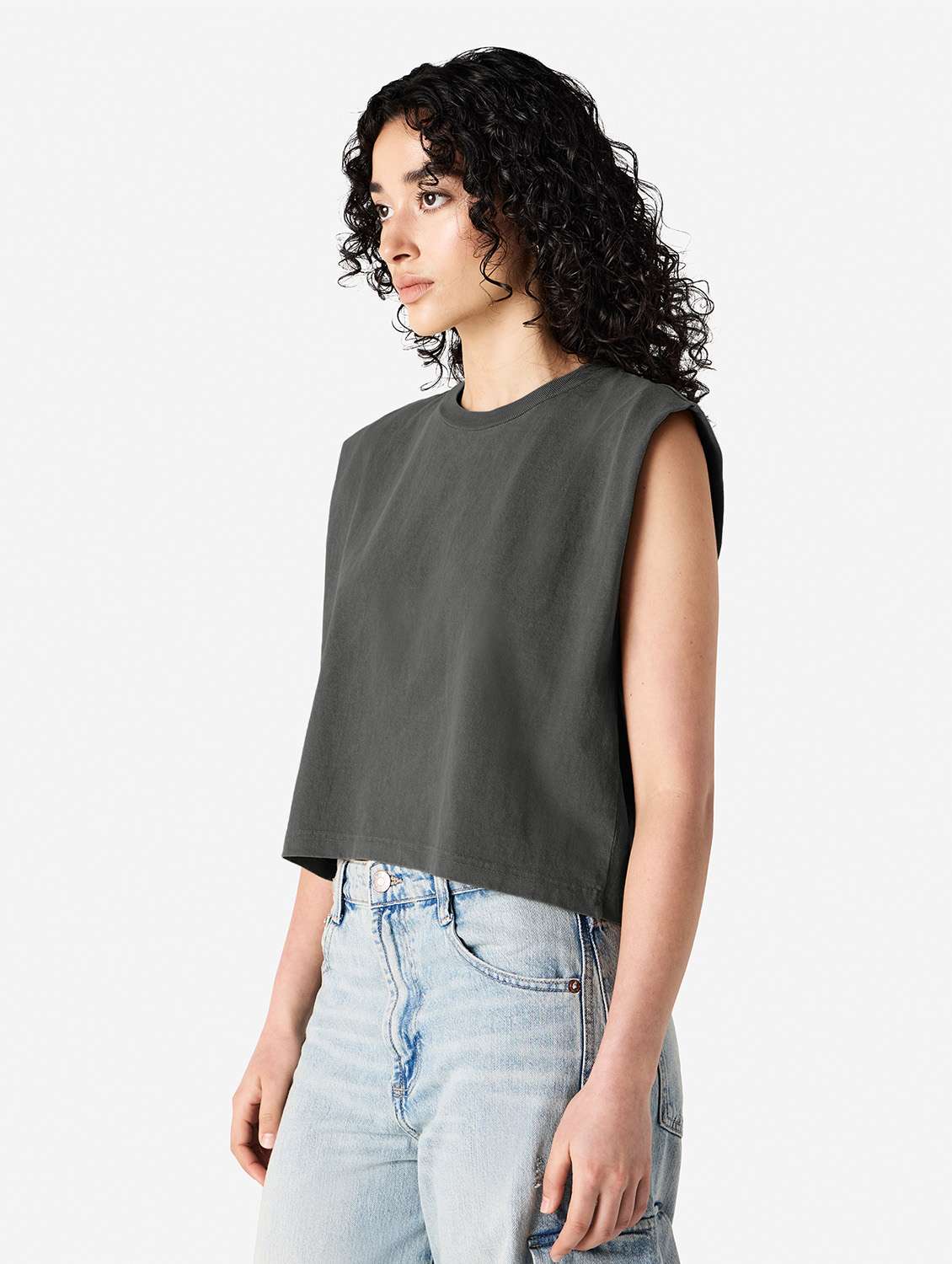 women solid sleeveless boxy t-shirt - 21991083 -  Standard Image - 1