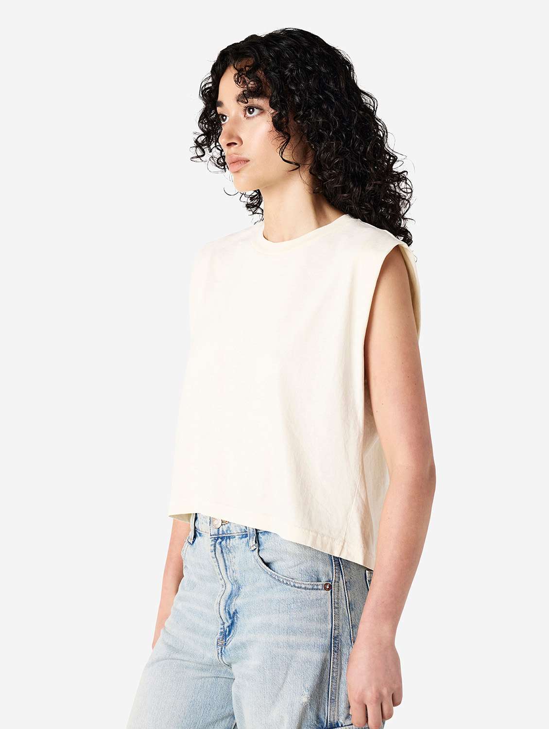 women solid sleeveless boxy t-shirt - 21991084 -  Standard Image - 1