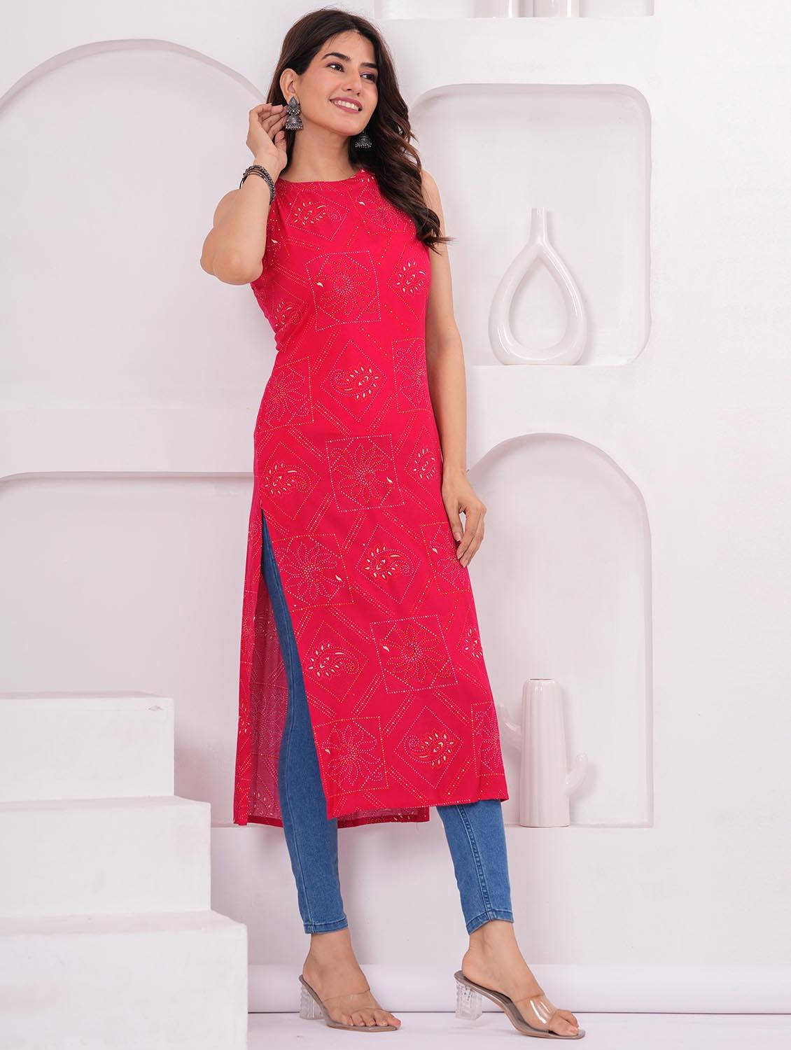 women printed halter neck straight kurta - 21991094 - Standard Image - 4