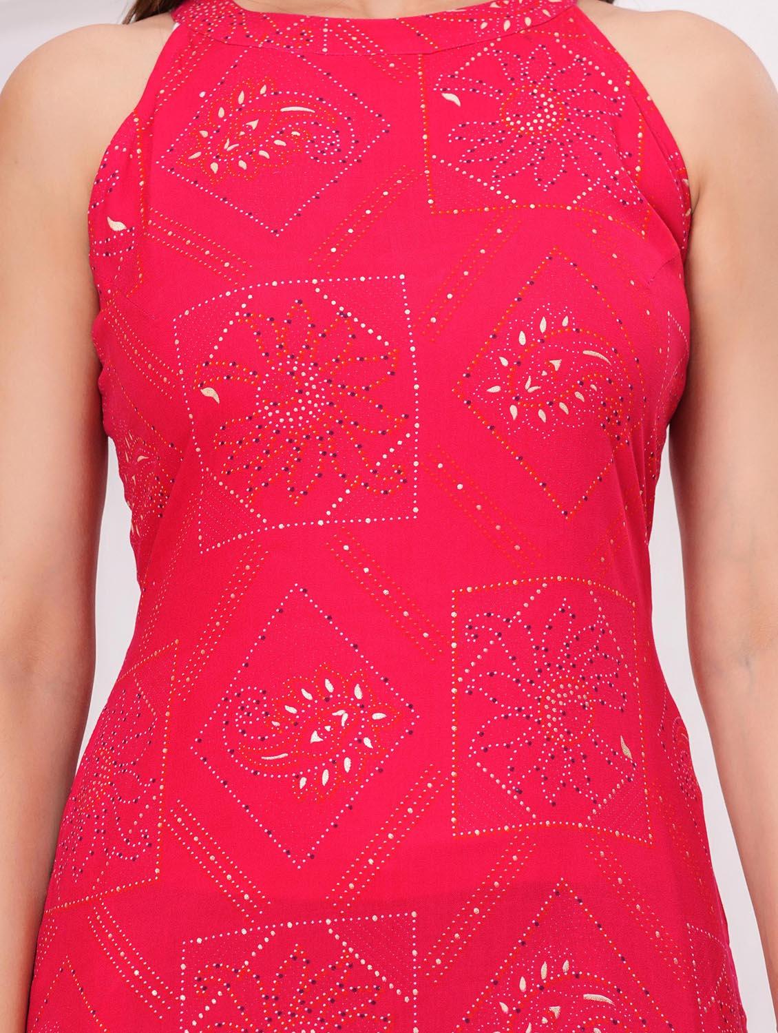 women printed halter neck straight kurta - 21991094 - Standard Image - 6