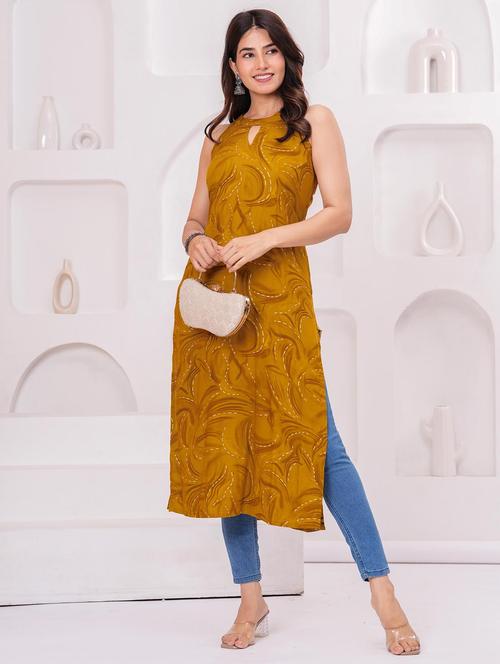 women printed halter neck straight kurta - 21991096 -  Standard Image - 0