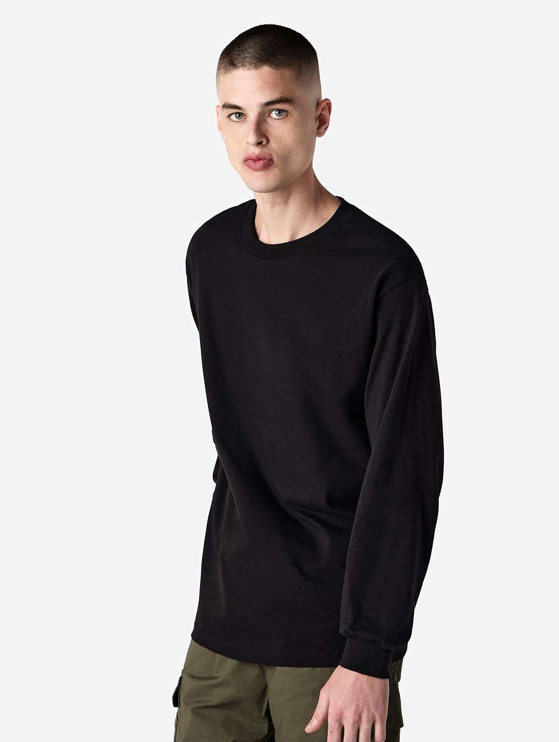 unisex solid long sleeve relaxed fit t-shirt - 21991170 - Standard Image - 1