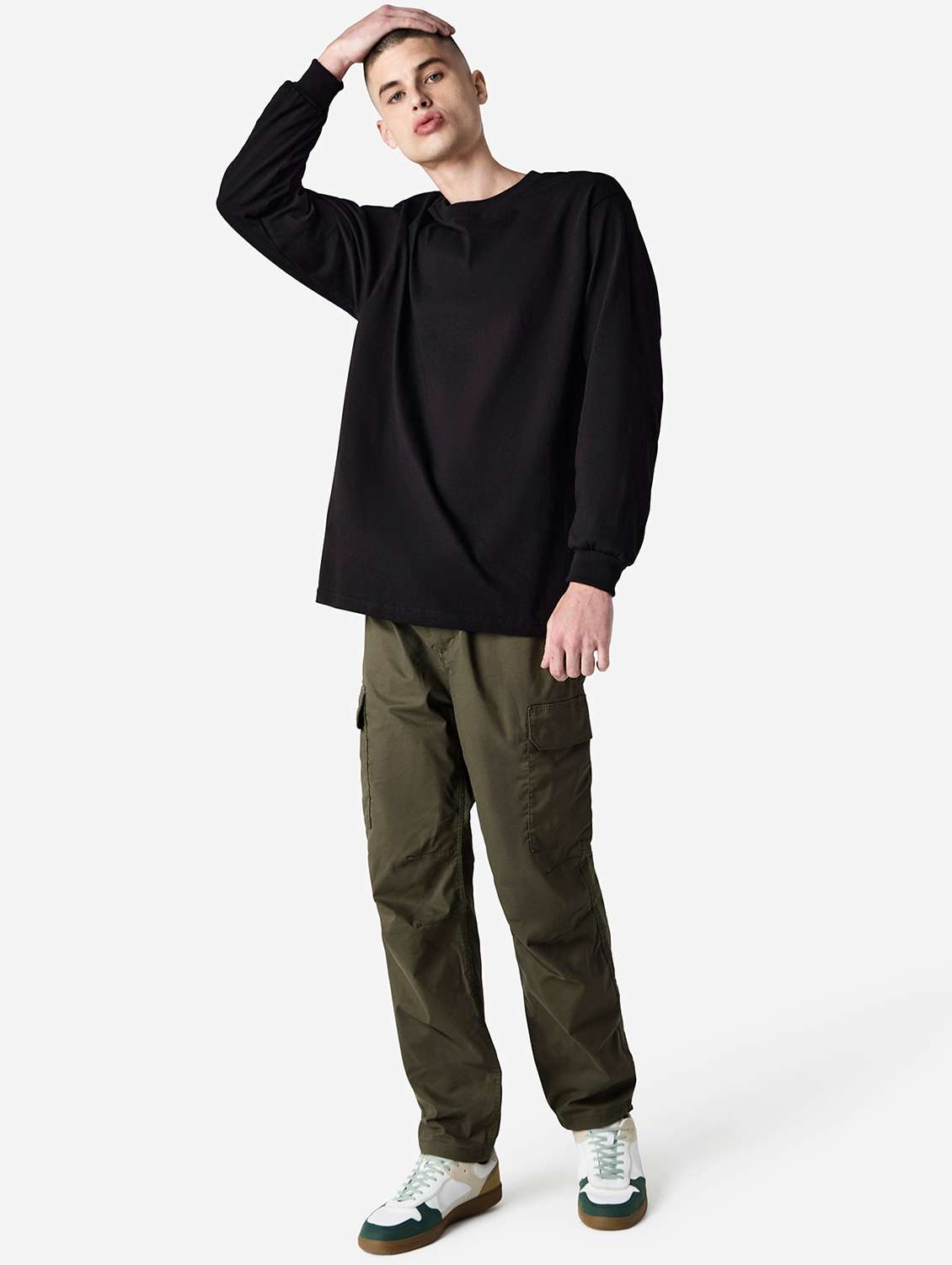 unisex solid long sleeve relaxed fit t-shirt - 21991170 - Standard Image - 4
