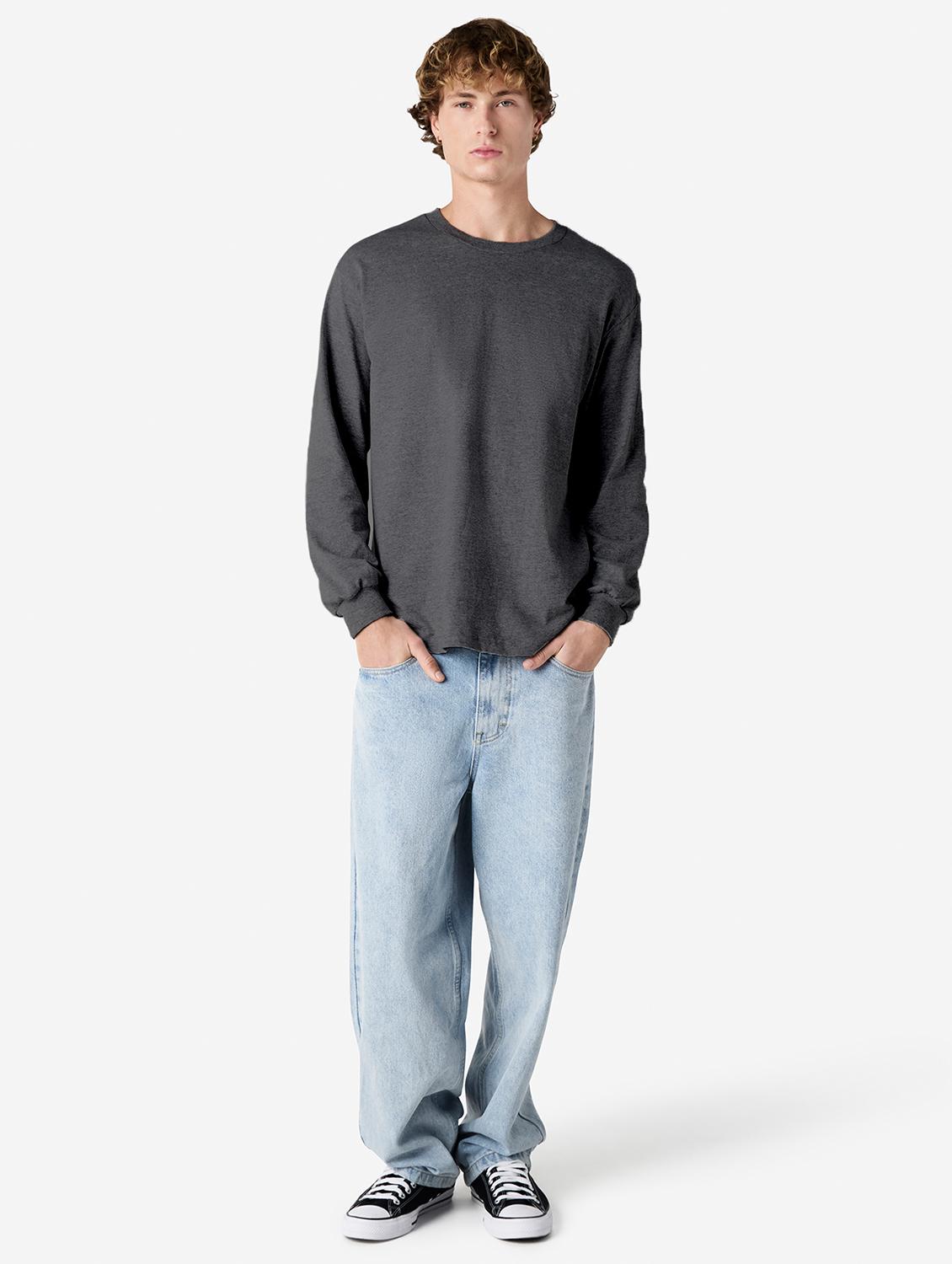unisex solid long sleeve relaxed fit t-shirt - 21991172 - Standard Image - 4