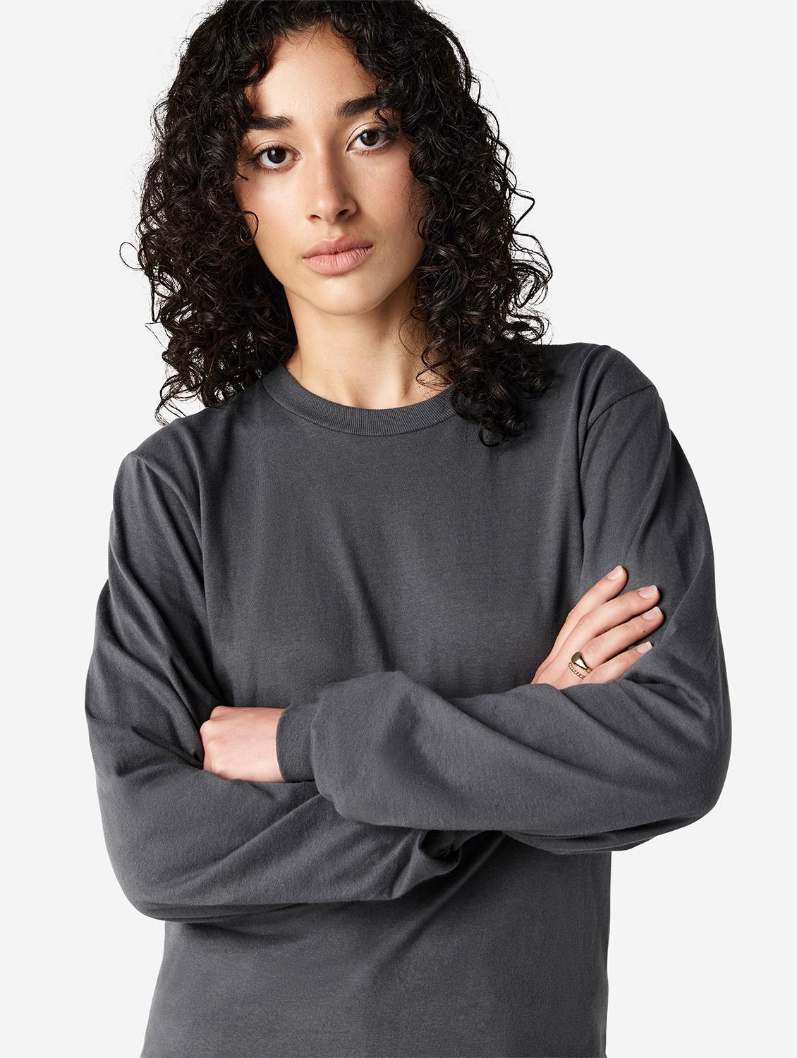 unisex solid long sleeve relaxed fit t-shirt - 21991178 - Standard Image - 1
