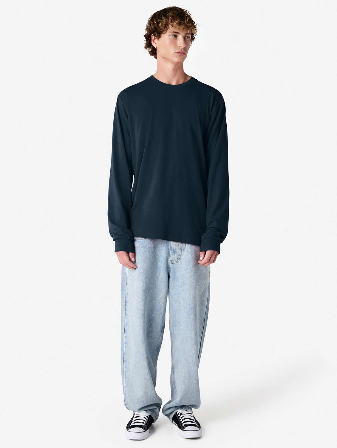 unisex solid long sleeve relaxed fit t-shirt - 21991179 - Standard Image - 4