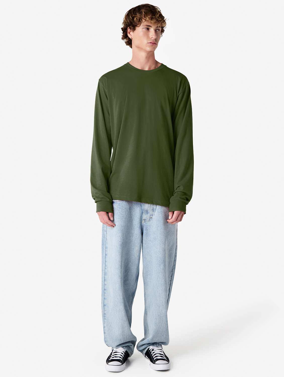 unisex solid long sleeve relaxed fit t-shirt - 21991181 - Standard Image - 4
