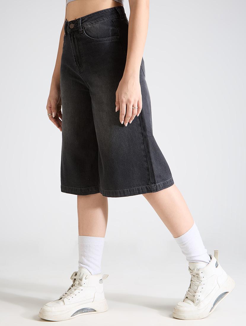 women washed high rise denim bermuda short - 21991221 - Standard Image - 1