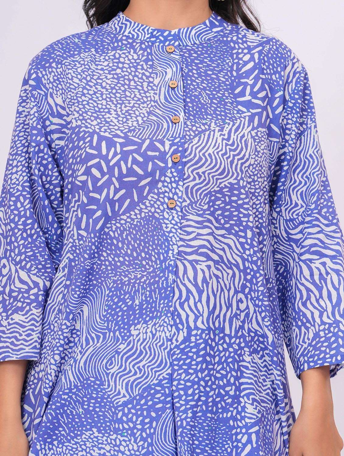 women abstract long sleeve ethnic co-ord set - 21991263 - Standard Image - 6