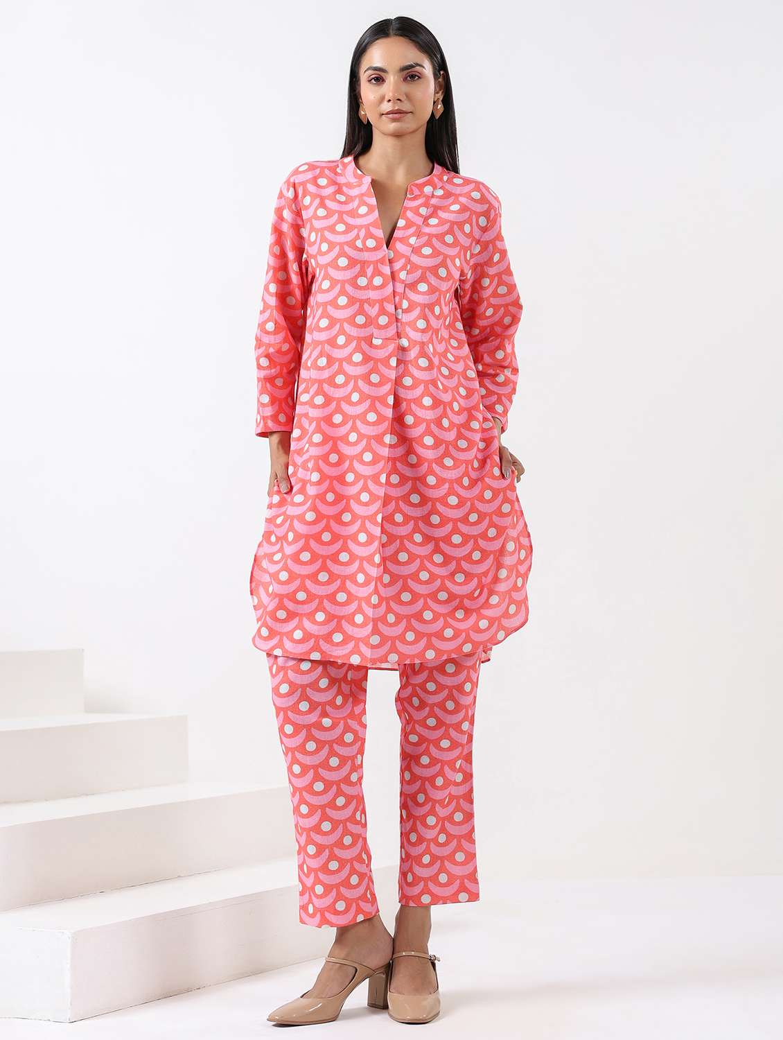 women printed long sleeve ethnic co-ord set - 21991264 -  Standard Image - 1