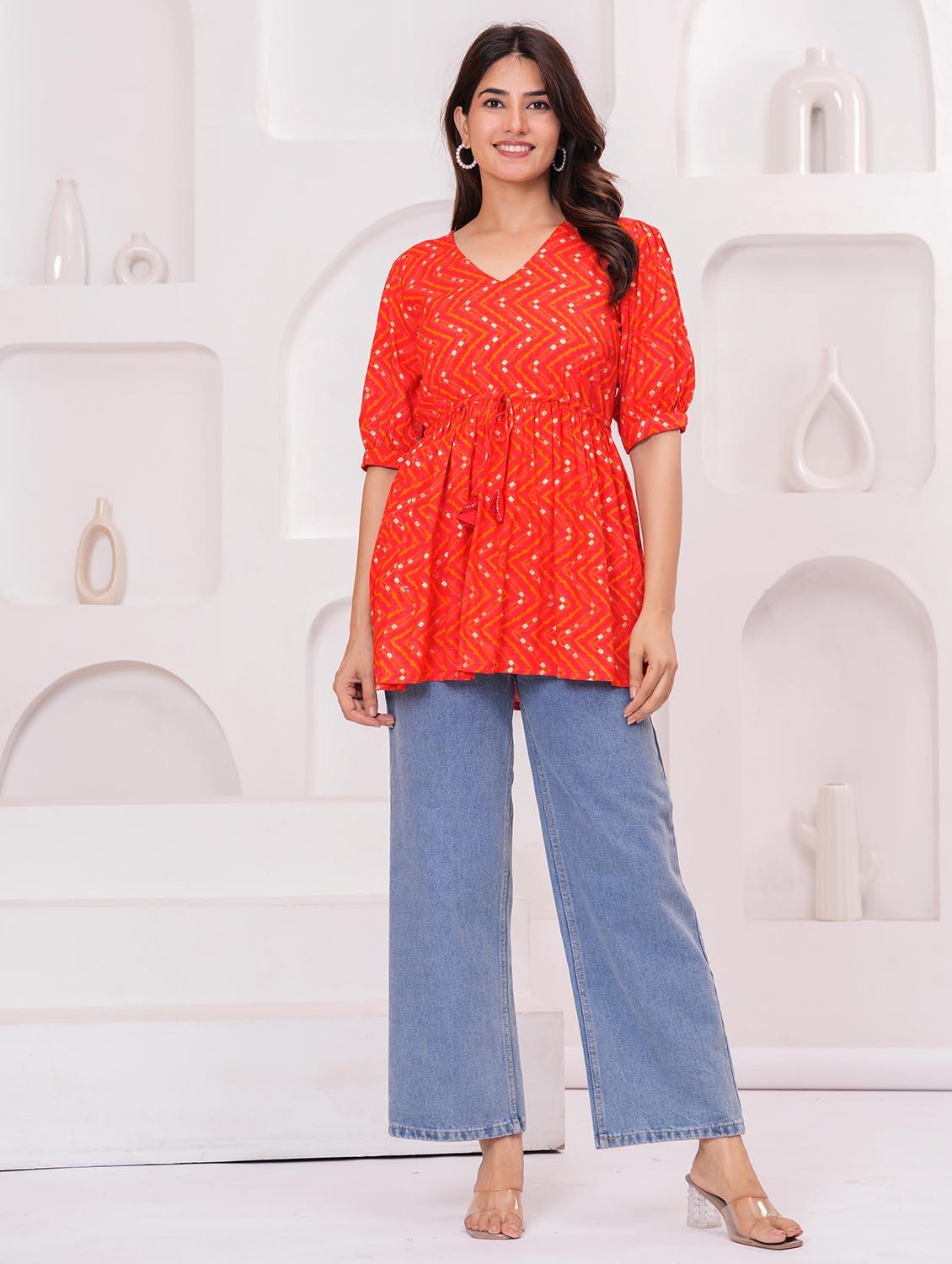 women printed puff sleeve peplum top - 21991351 - Standard Image - 4