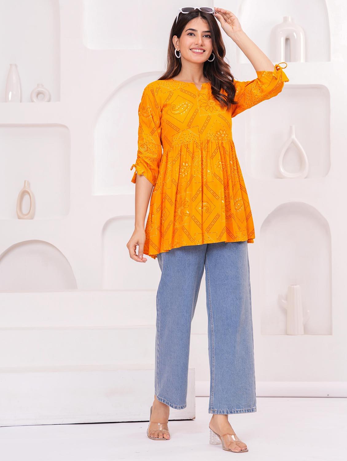 women printed side tie up sleeve peplum top - 21991353 - Standard Image - 6