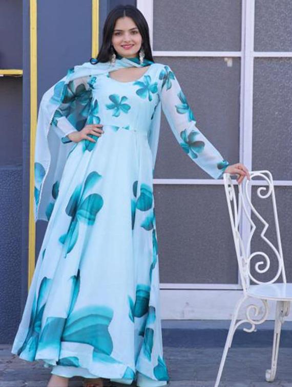 women floral print long sleeve kurta and dupatta set - 21991364 -  Standard Image - 1