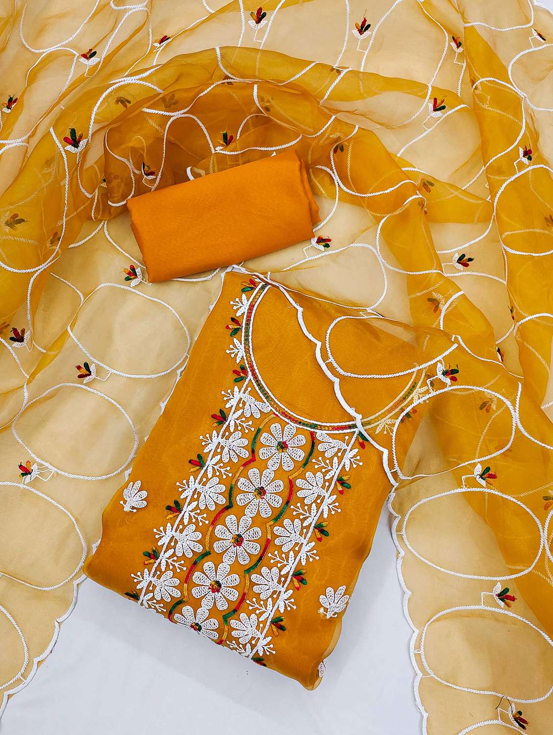 women solid with work embroidered unstitched suit set - 21991402 -  Standard Image - 1