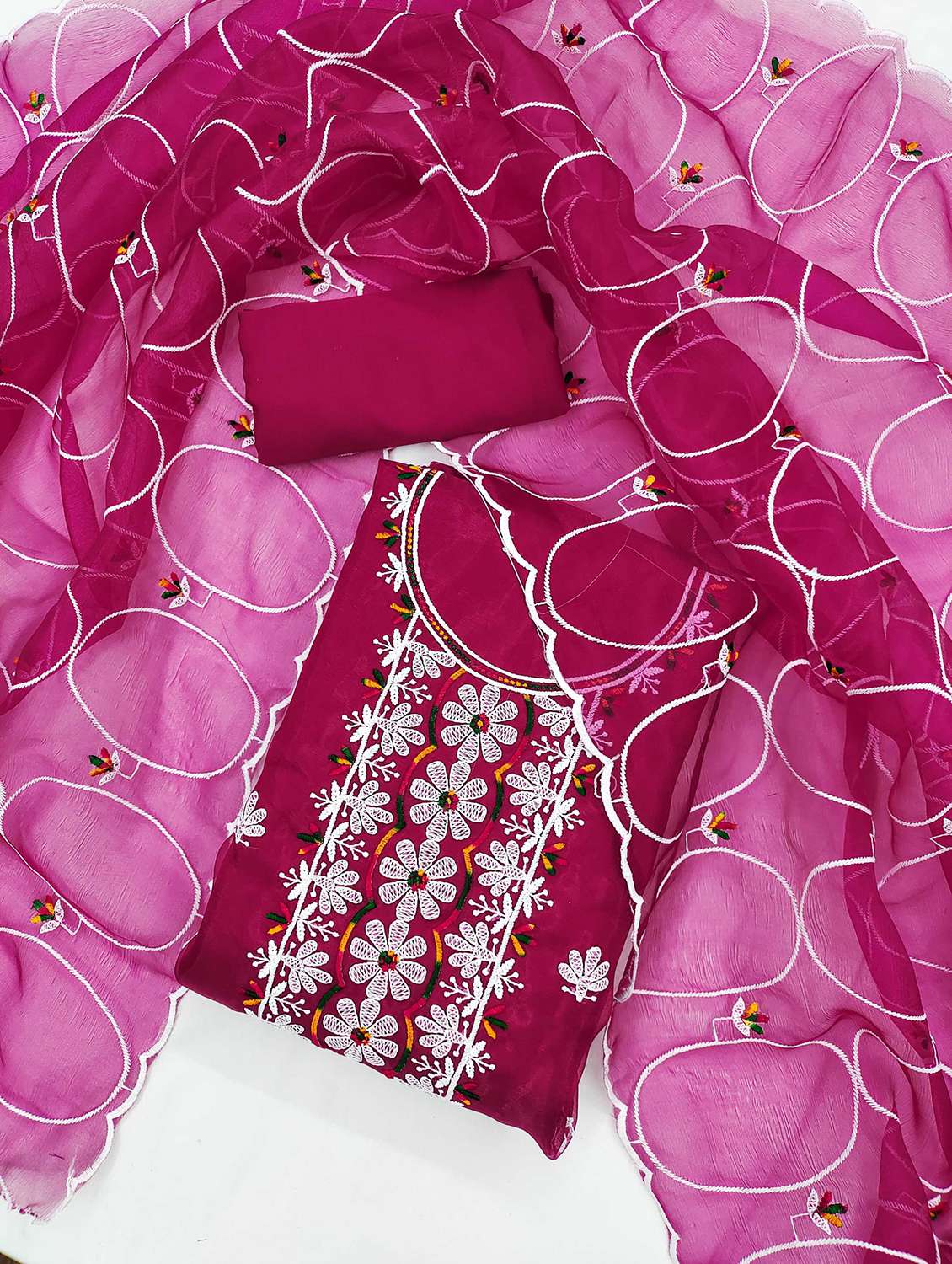 women solid with work embroidered unstitched suit set - 21991404 -  Standard Image - 1