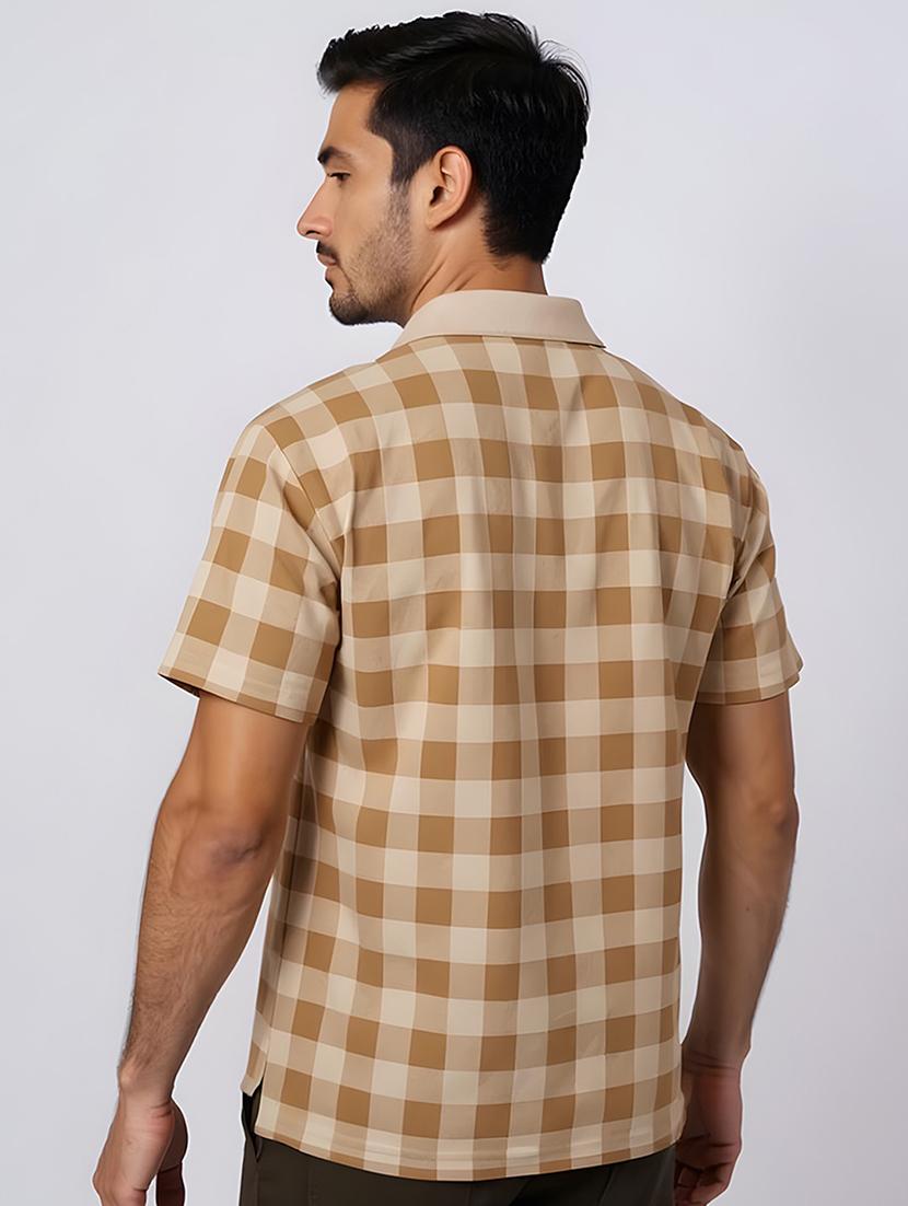 men checkered short sleeve regular fit polo t-shirt - 21991605 - Standard Image - 1