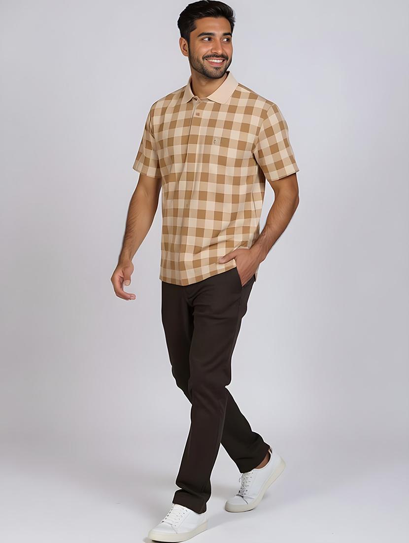 men checkered short sleeve regular fit polo t-shirt - 21991605 - Standard Image - 4