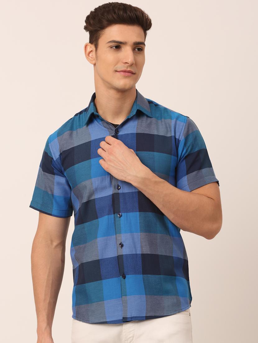 men checkered short sleeve regular fit casual shirt - 21991670 - Zoom Image - 0