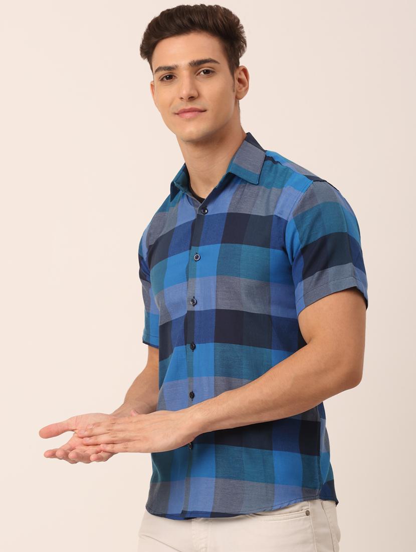 men checkered short sleeve regular fit casual shirt - 21991670 - Standard Image - 1