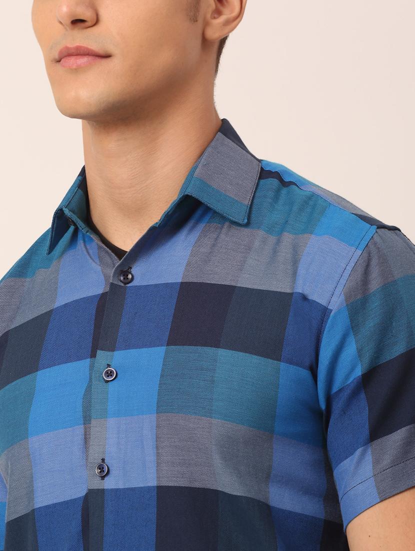men checkered short sleeve regular fit casual shirt - 21991670 - Standard Image - 4