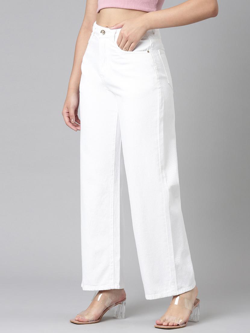 women solid high rise wide leg jean - 21991807 - Standard Image - 1