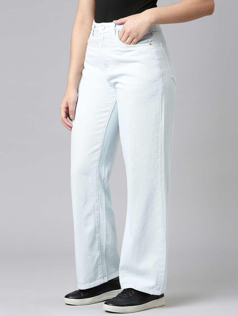 women solid high rise wide leg jean - 21991808 -  Standard Image - 1