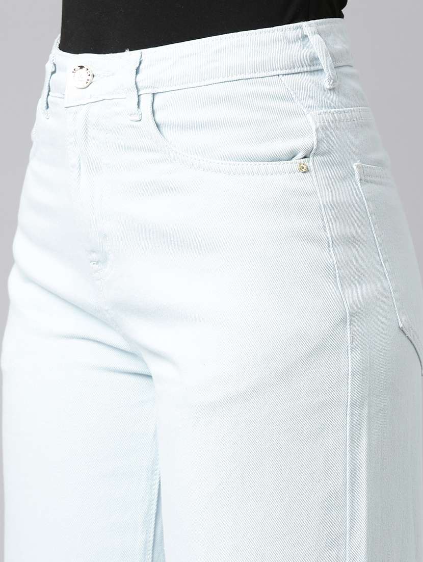 women solid high rise wide leg jean - 21991808 -  Standard Image - 4