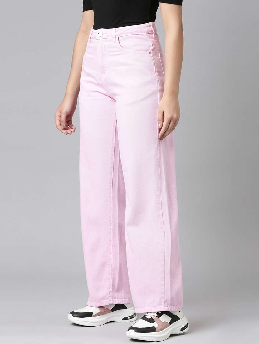 women solid high rise wide leg jean - 21991809 -  Standard Image - 1