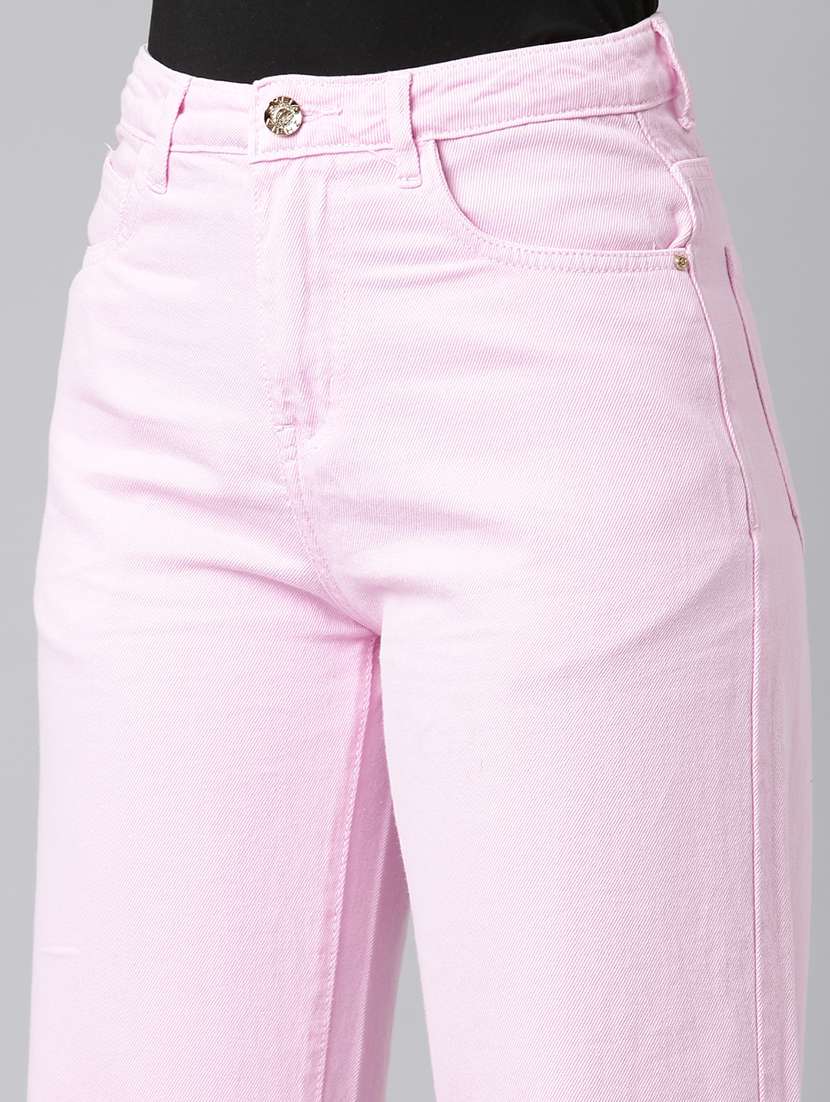 women solid high rise wide leg jean - 21991809 -  Standard Image - 4