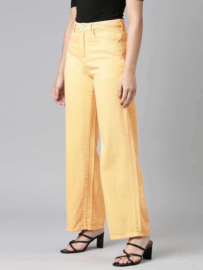 women solid high rise wide leg jean - 21991810 -  Standard Image - 1