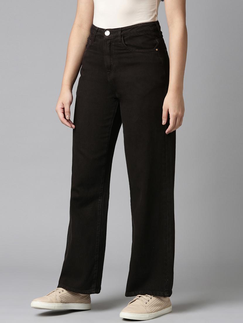 women solid high rise wide leg jean - 21991811 -  Standard Image - 1