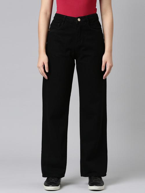 women solid high rise wide leg jean - 21991812 -  Standard Image - 0
