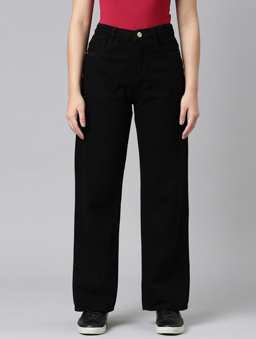 women solid high rise wide leg jean - 21991812 -  Zoom Image - 0