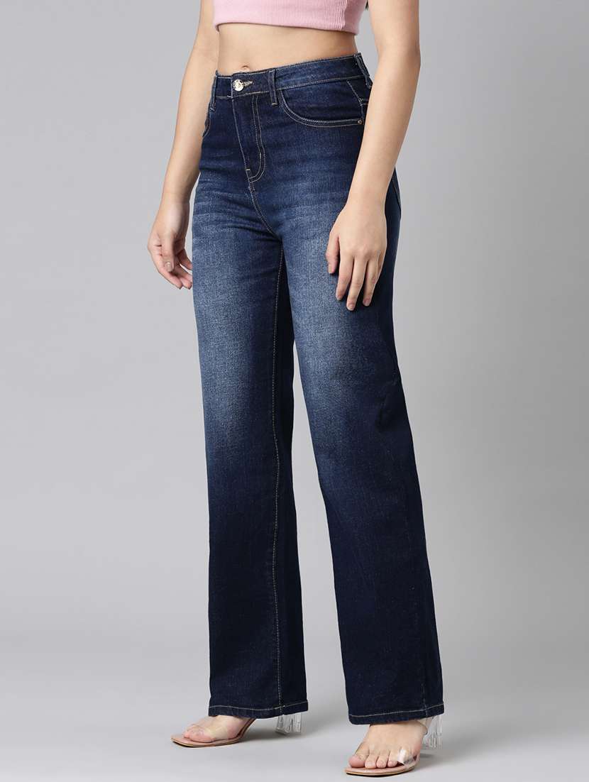 women washed high rise straight fit jean - 21991813 - Standard Image - 1