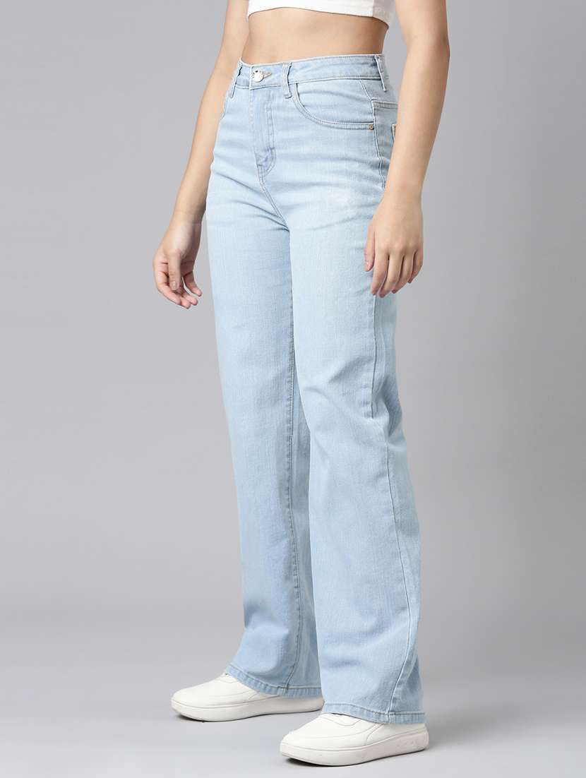 women washed high rise straight fit jean - 21991814 - Standard Image - 1